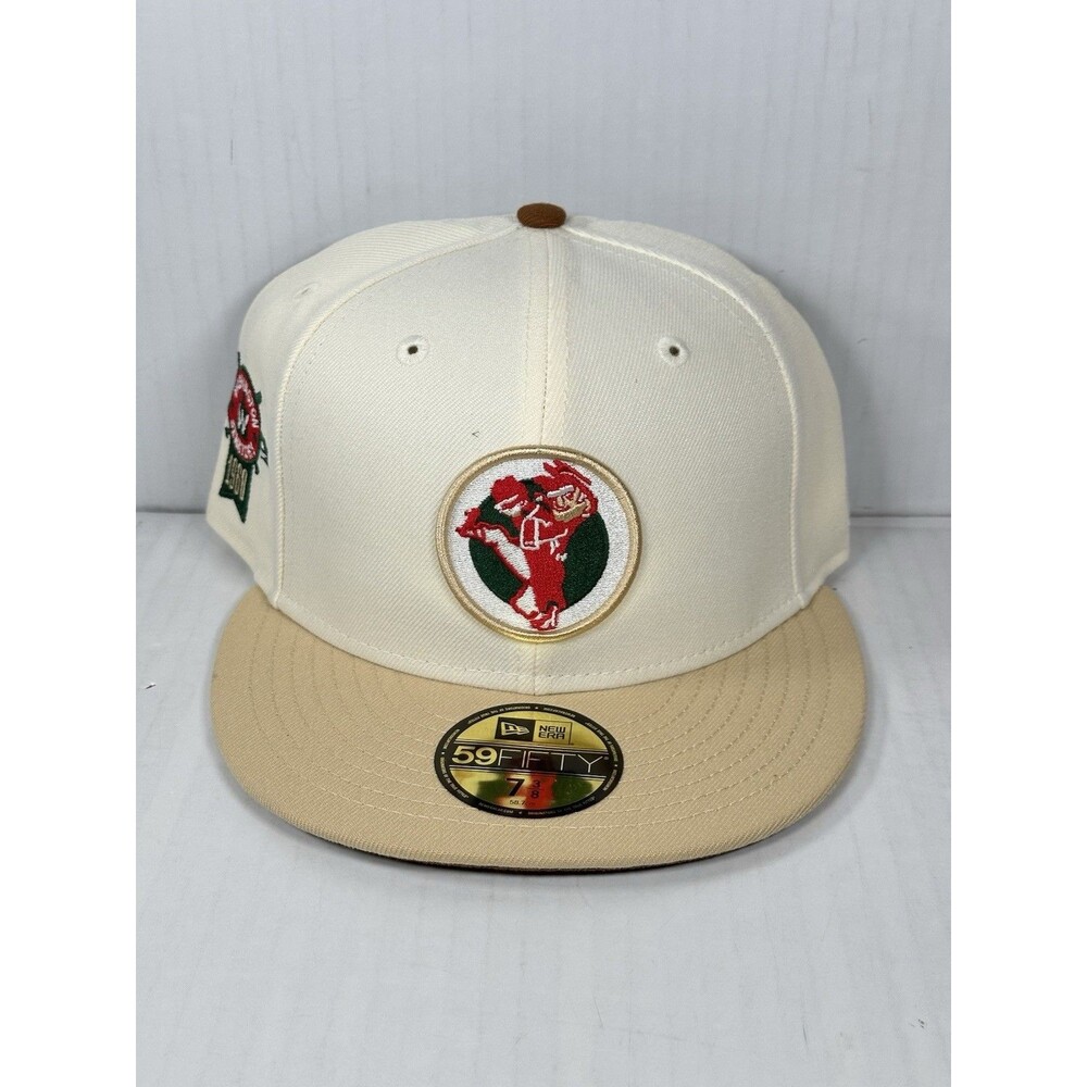 New Era Washington Senators 59FIFTY Fitted Hat Cap 1960 Patch White Beige 7 3/8